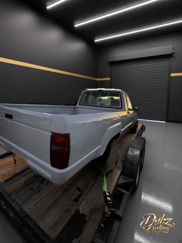 Refinished 1991 Toyota pickup on a trailer